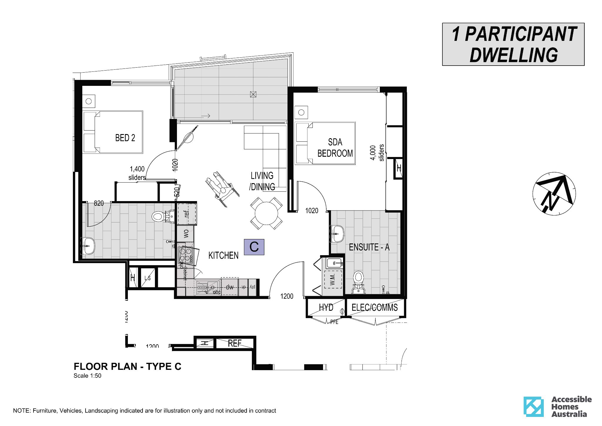 East Palm Beach Type C Apartment Floorplan
