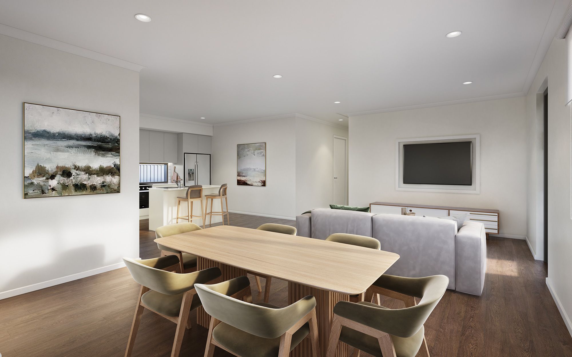 2 bed Dining Living Kitchen with Island LR