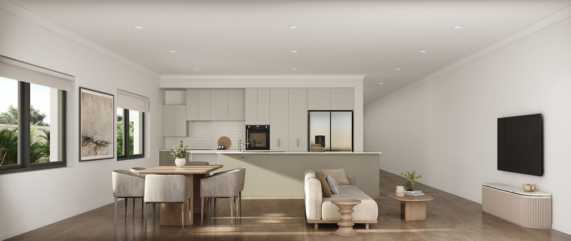 Dining Living Kitchen with Island LR  Rowans)