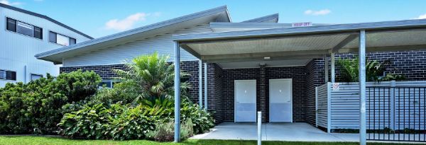 The front exterior of the Mount Hutton property.